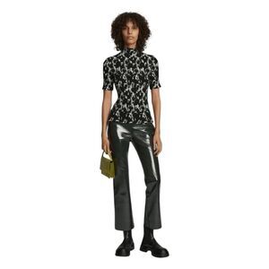 Proenza Schouler Vegan Leather Slim Straight Cropped Pant Pine Green 6